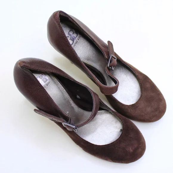 Gianni Bini Mary Jane Brown Suede/Leather Heels - Picture 3 of 8
